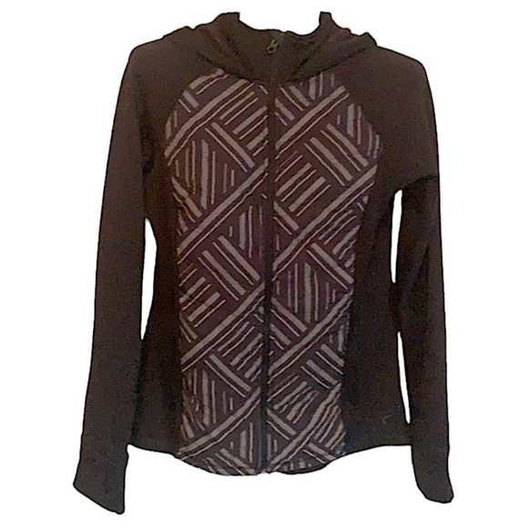 FILA Ladies Black and Grey Jacket Size Medium Full Zip with Hood and Pockets - Picture 4 of 10